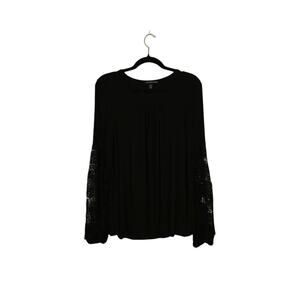Cable & Gauge Women's Embroidered Top Size Medium Black Whimsigoth Bohemian